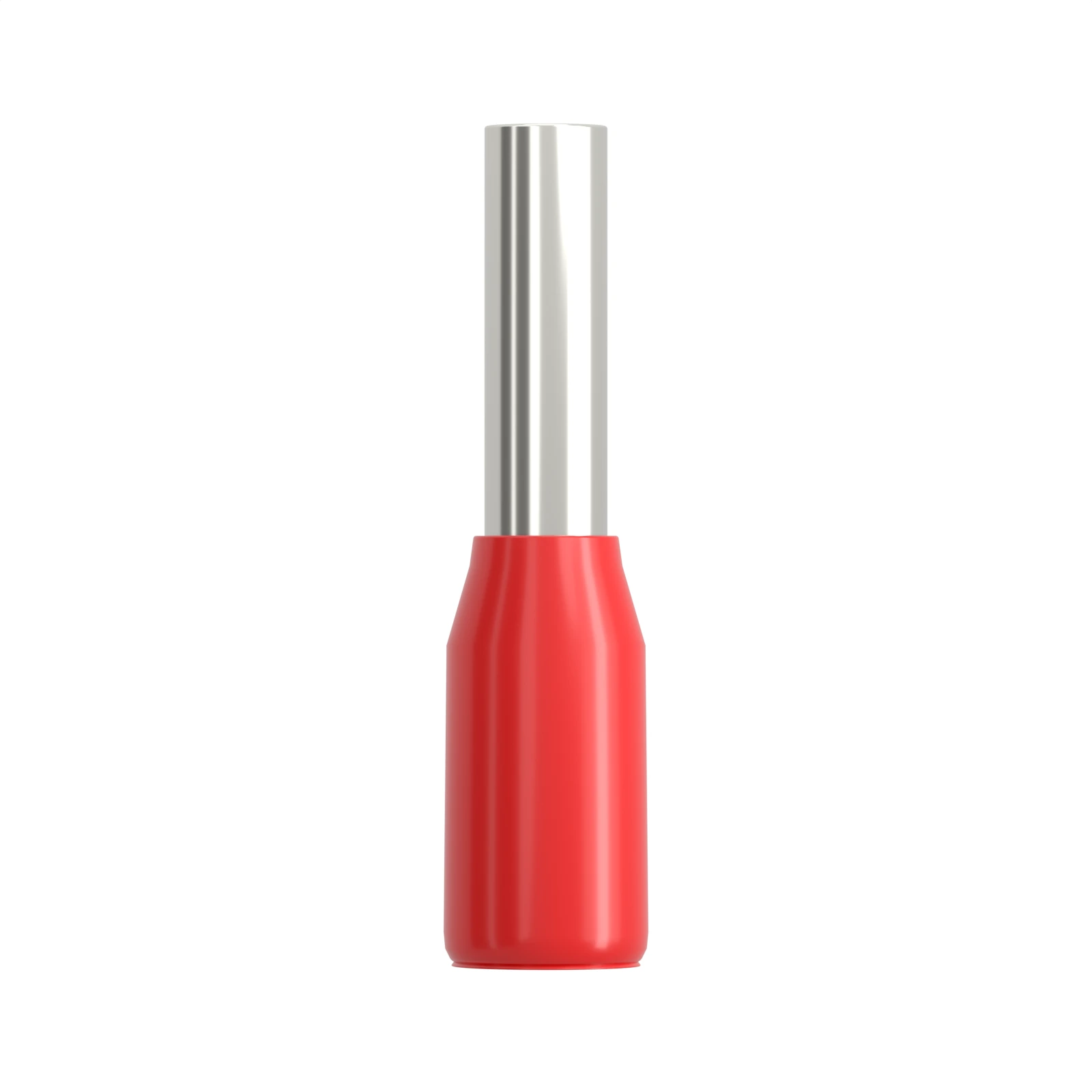 HE1006 red insulated bootlace ferrule, 1 mm² / 18 AWG, 6 mm pin, front view