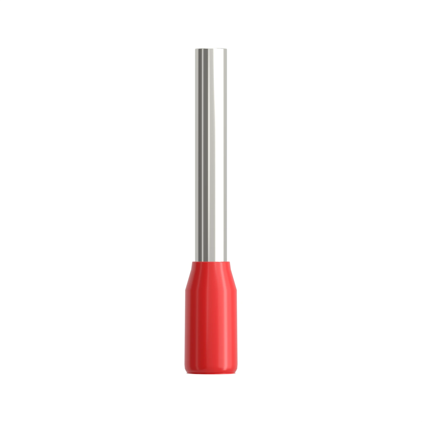 HE1012 red insulated bootlace ferrule, 1 mm² / 18 AWG, 12 mm pin, front view