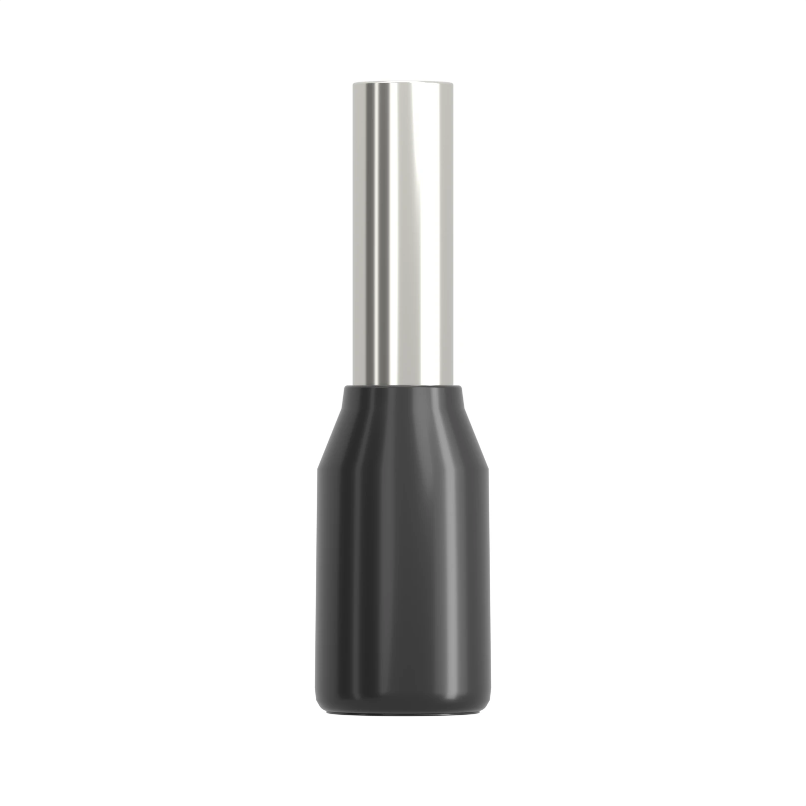 HE1506 black insulated bootlace ferrule, 1.5 mm² / 16 AWG, 6 mm pin, front view