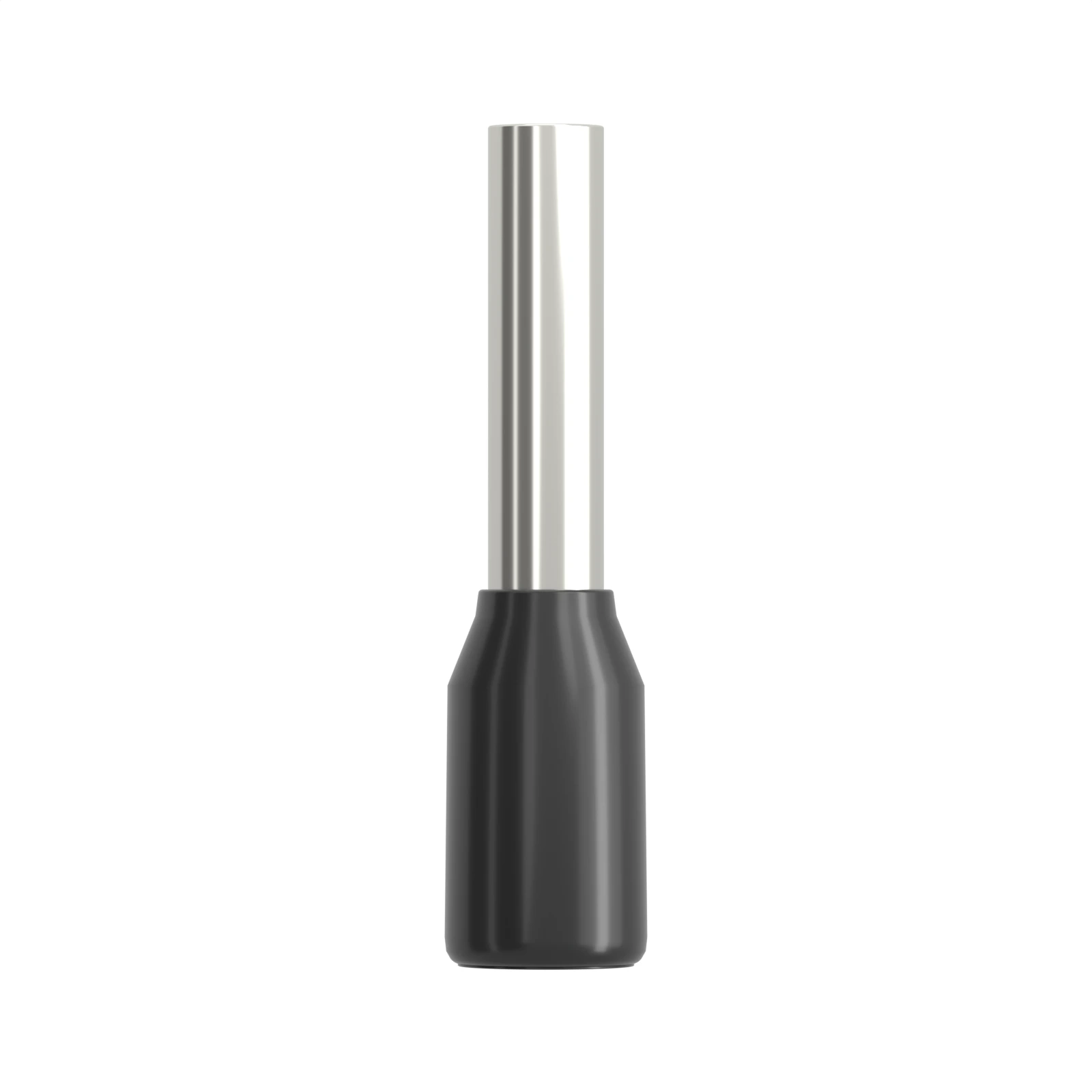 HE1508 black insulated bootlace ferrule, 1.5 mm² / 16 AWG, 8 mm pin, front view