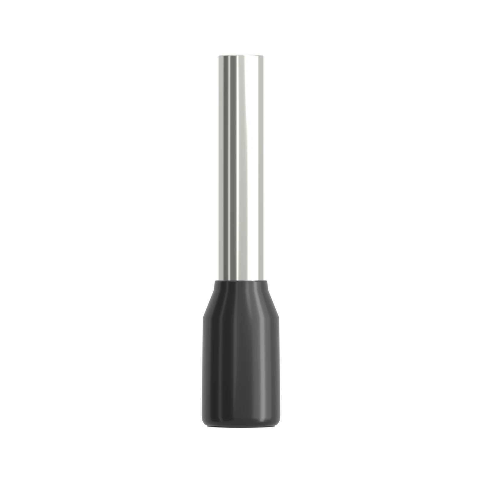 HE1510 black insulated bootlace ferrule, 1.5 mm² / 16 AWG, 10 mm pin, front view