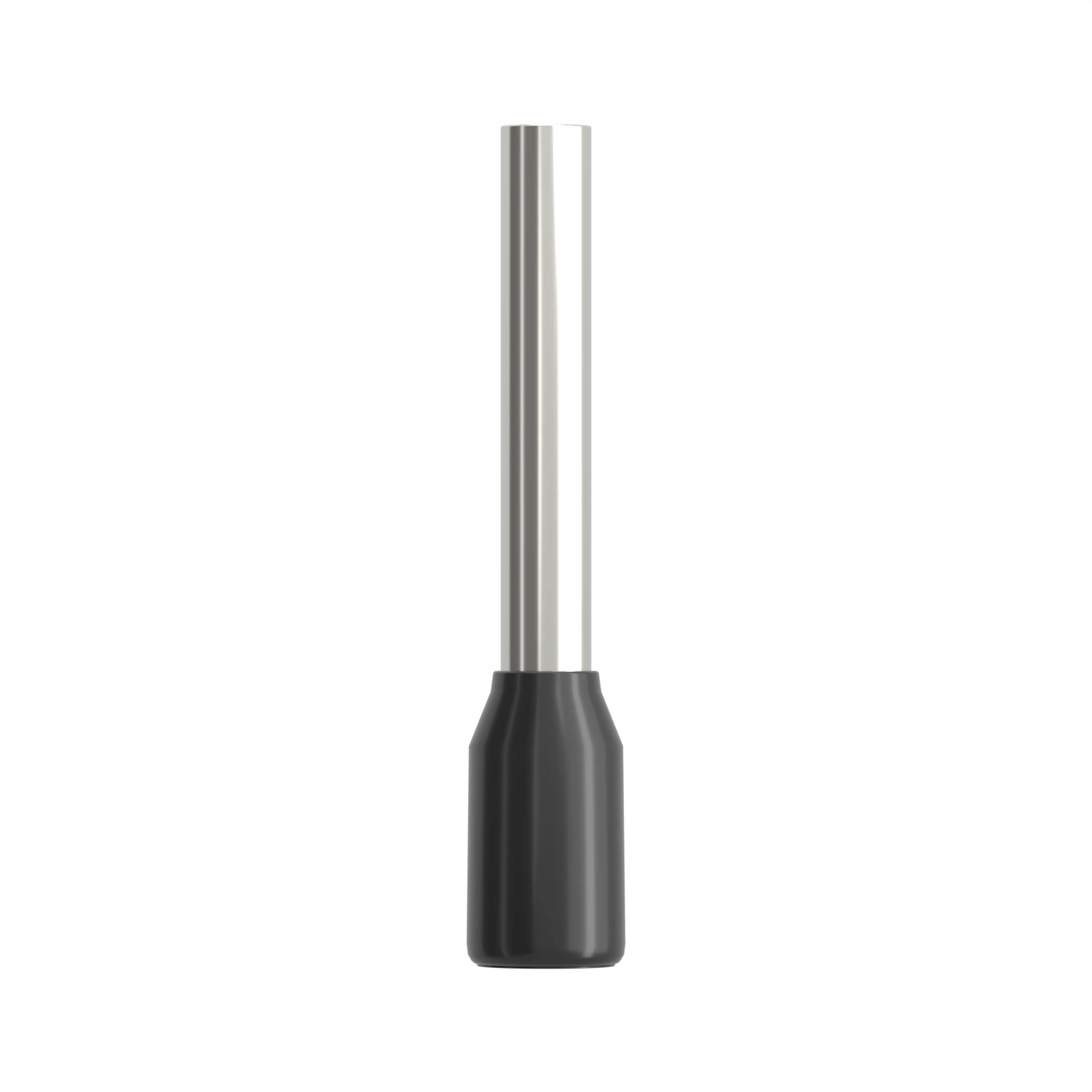 HE1512 black insulated bootlace ferrule, 1.5 mm² / 16 AWG, 12 mm pin, front view