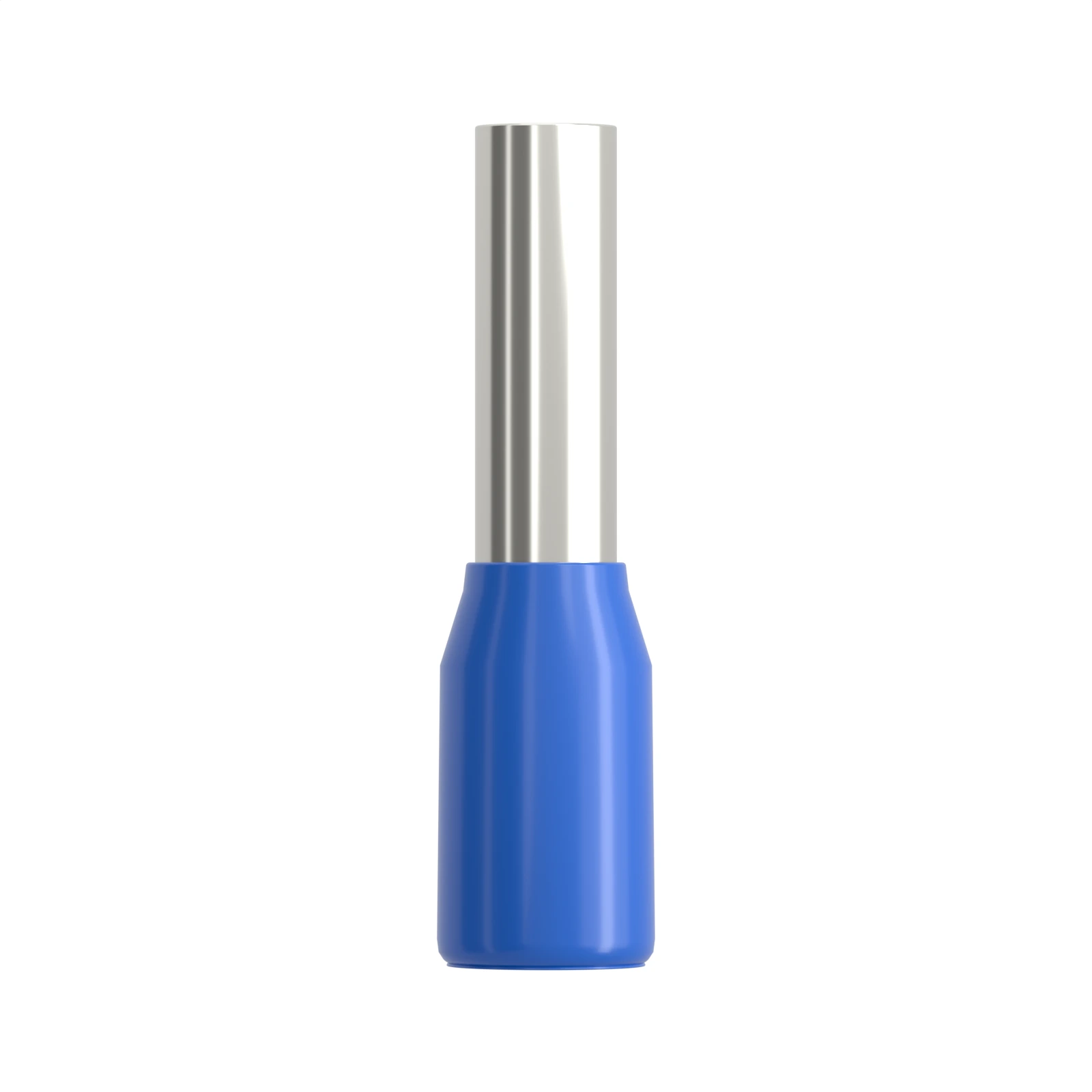 HE2508 blue insulated bootlace ferrule, 2.5 mm² / 14 AWG, 8 mm pin, front view