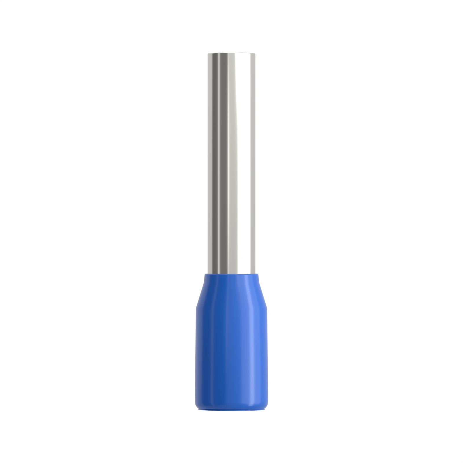 HE2512 blue insulated bootlace ferrule, 2.5 mm² / 14 AWG, 12 mm pin, front view