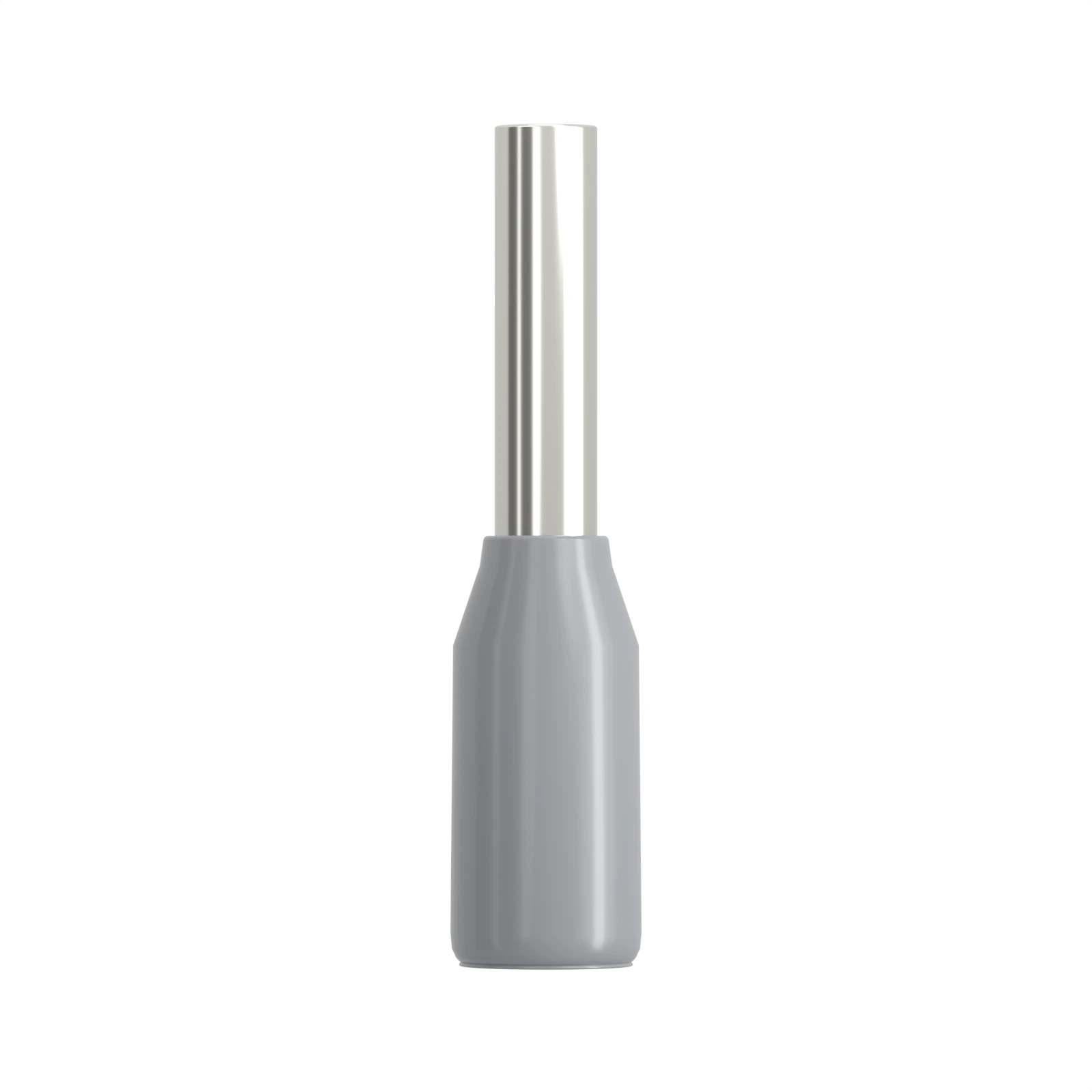 HE7506 grey insulated bootlace ferrule, 0.75 mm² / 20 AWG, 6 mm pin, front view