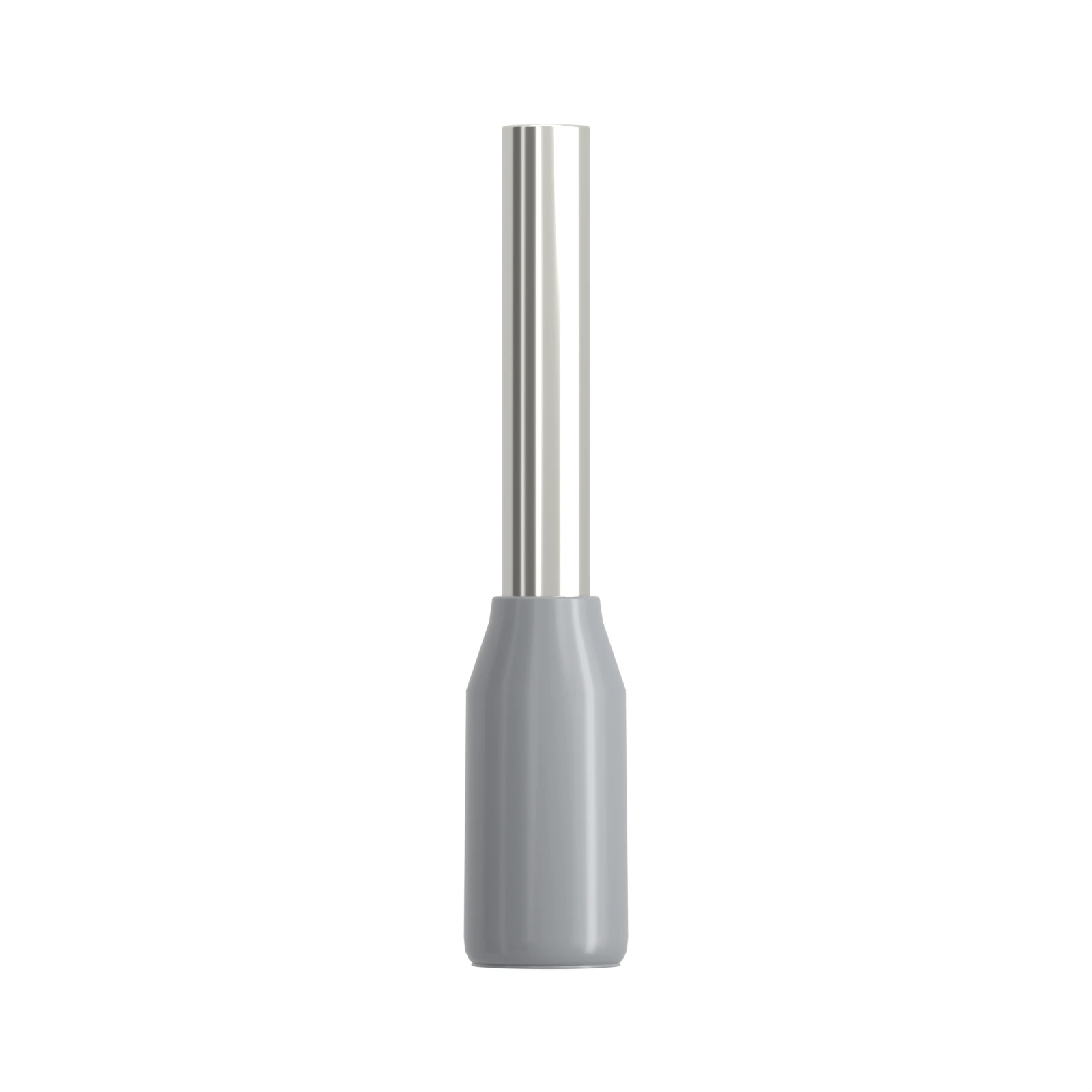 HE7508 grey insulated bootlace ferrule, 0.75 mm² / 20 AWG, 8 mm pin, front view