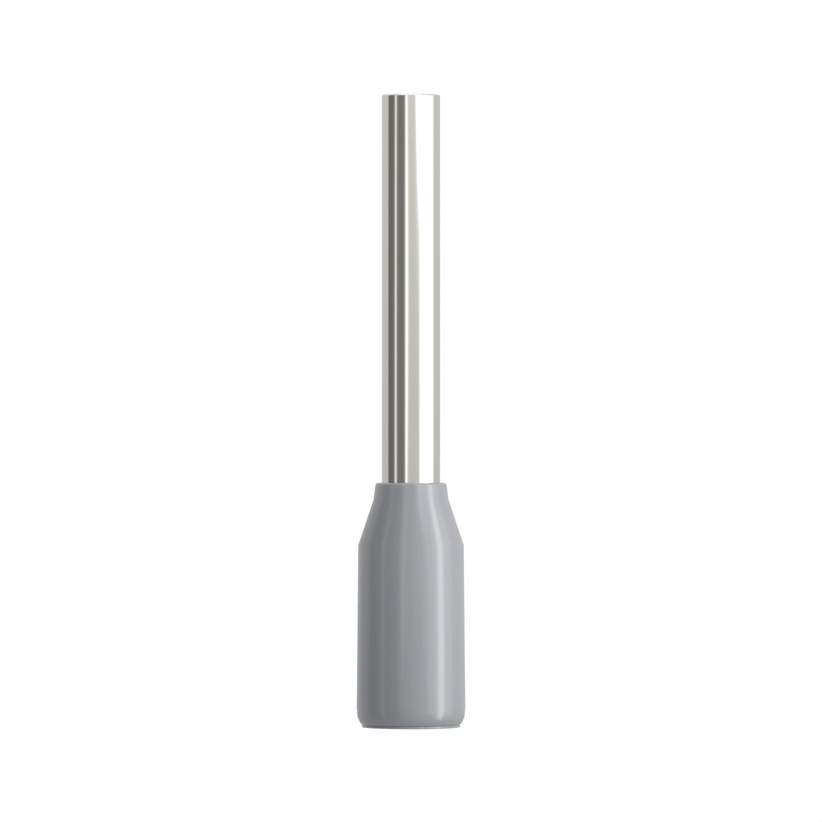 HE7510 grey insulated bootlace ferrule, 0.75 mm² / 20 AWG, 10 mm pin, front view