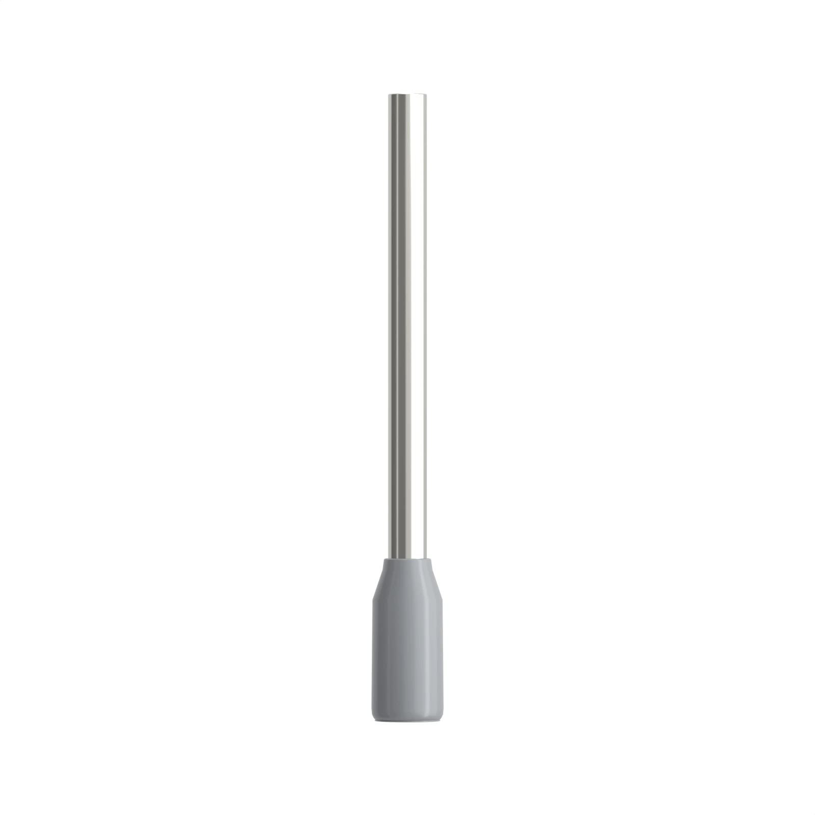 HE7518 grey insulated bootlace ferrule, 0.75 mm² / 20 AWG, 18 mm pin, front view