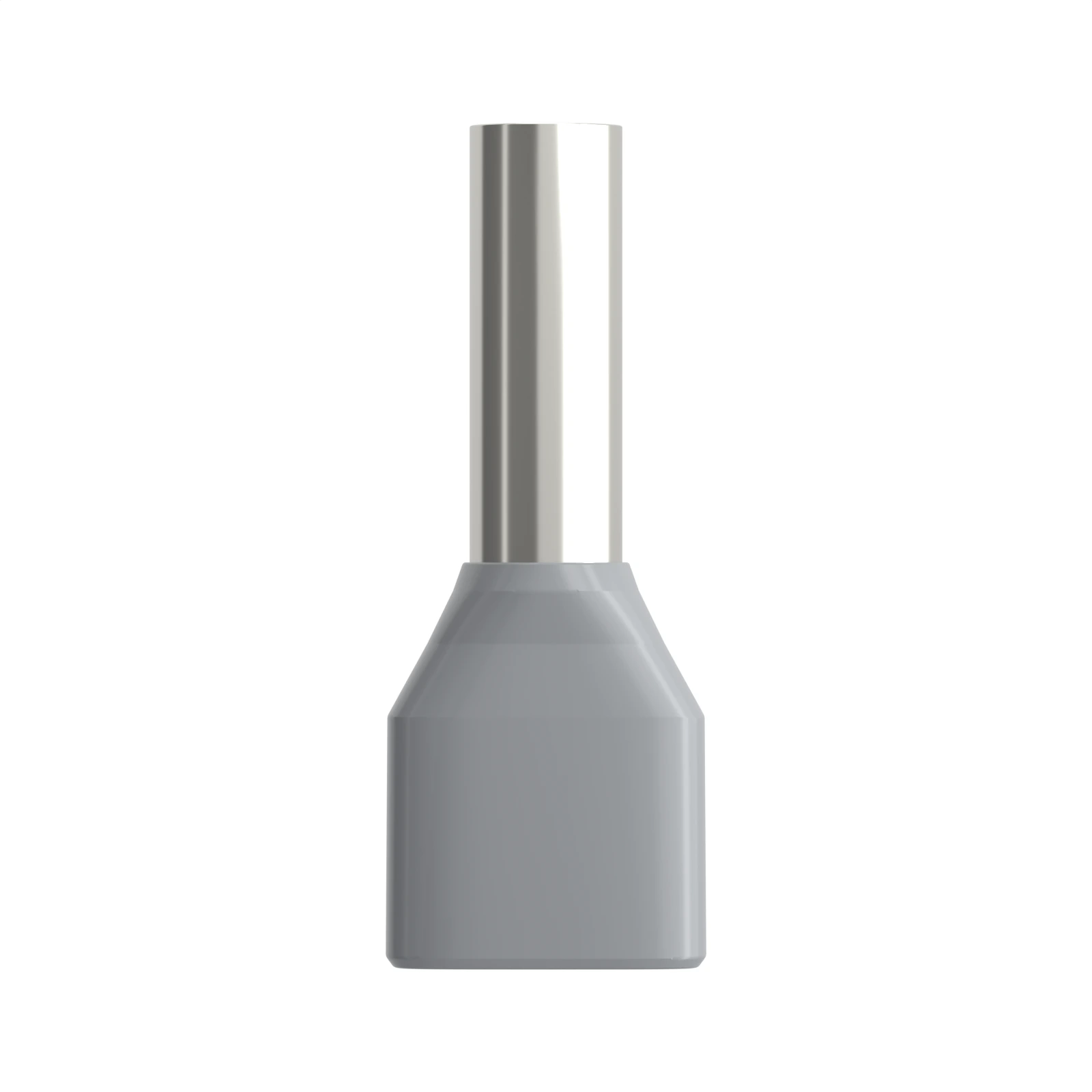HTE4012 grey insulated twin bootlace ferrule, 2×4 mm² / 12 AWG, 12 mm pin, front view