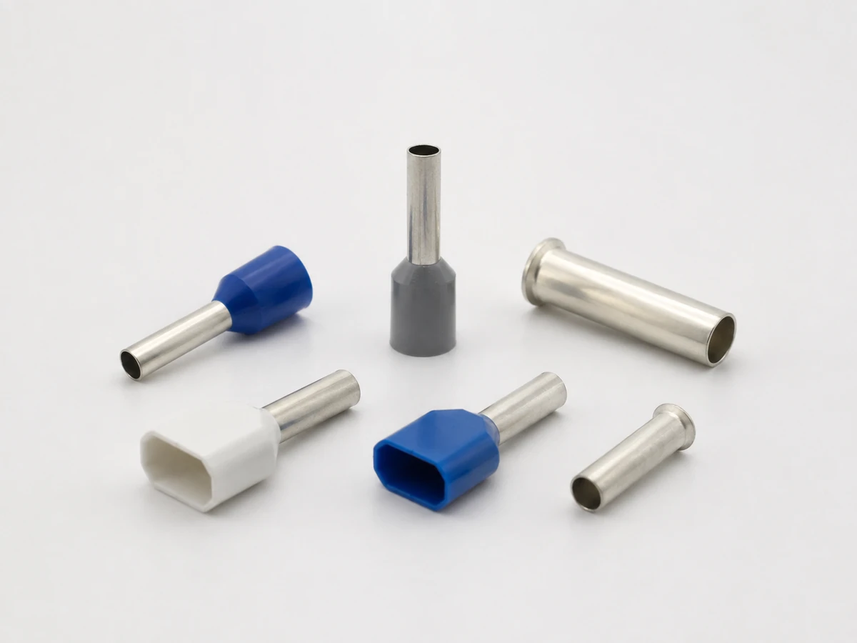 Representative 0.75 mm² or 20 AWG bootlace ferrule family: insulated single-wire, twin, non-insulated models