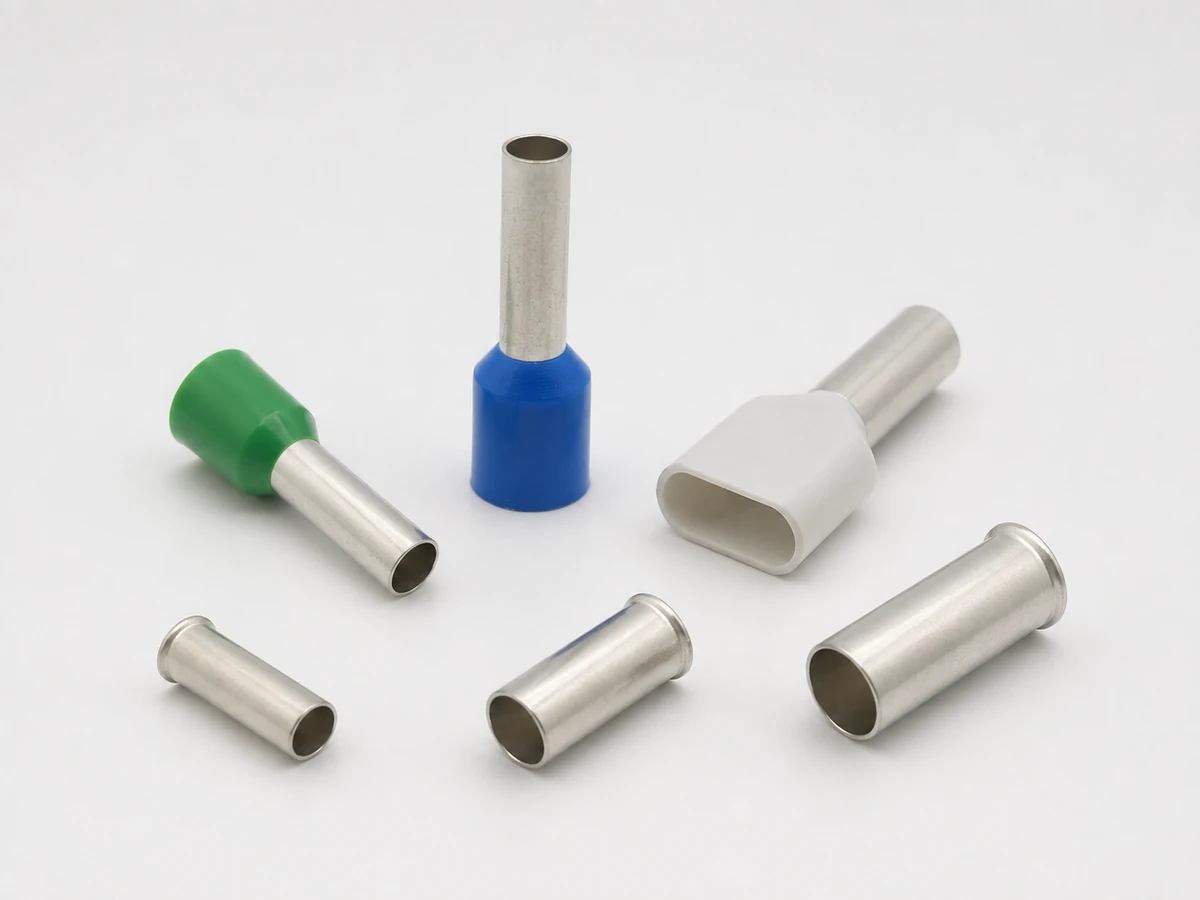 Representative 16 mm² or 6 AWG bootlace ferrule family: insulated single-wire, twin, non-insulated models