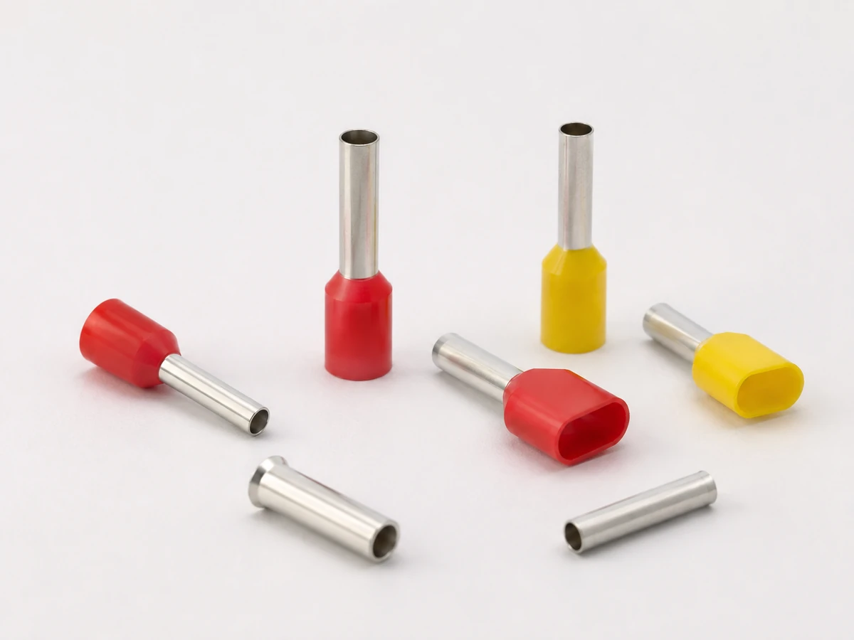 Representative 1 mm² or 18 AWG bootlace ferrule family: insulated single-wire, twin, non-insulated models