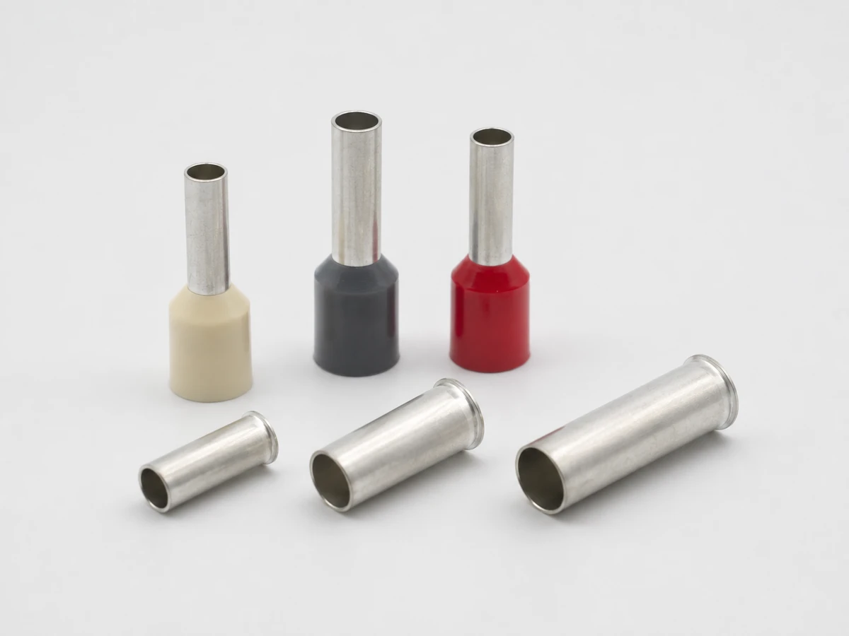 Representative 35 mm² or 2 AWG bootlace ferrule family: insulated single-wire, non-insulated models
