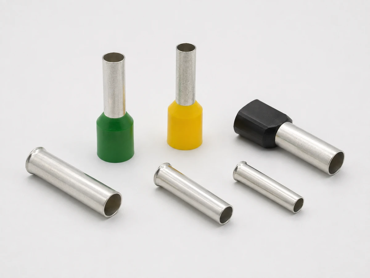 Representative 6 mm² or 10 AWG bootlace ferrule family: insulated single-wire, twin, non-insulated models