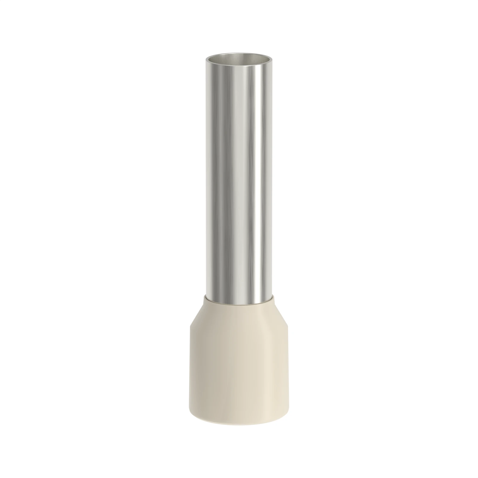 HE10-18 brown insulated bootlace ferrule, 10 mm² / 8 AWG, 18 mm pin, front view