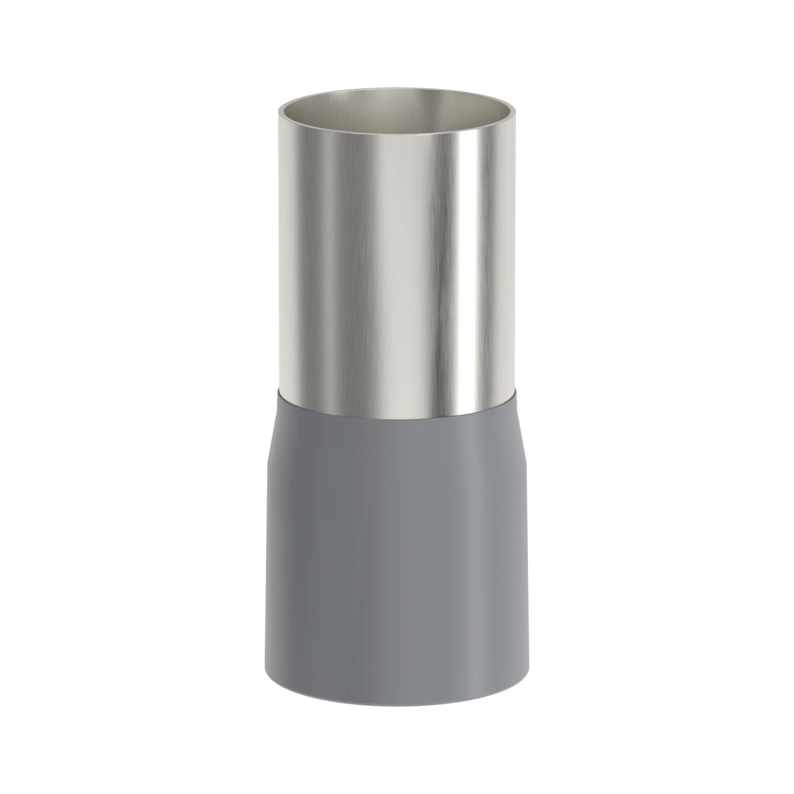 HE150-25 grey insulated bootlace ferrule, 150 mm² / 250/300 MCM, 25 mm pin, front view