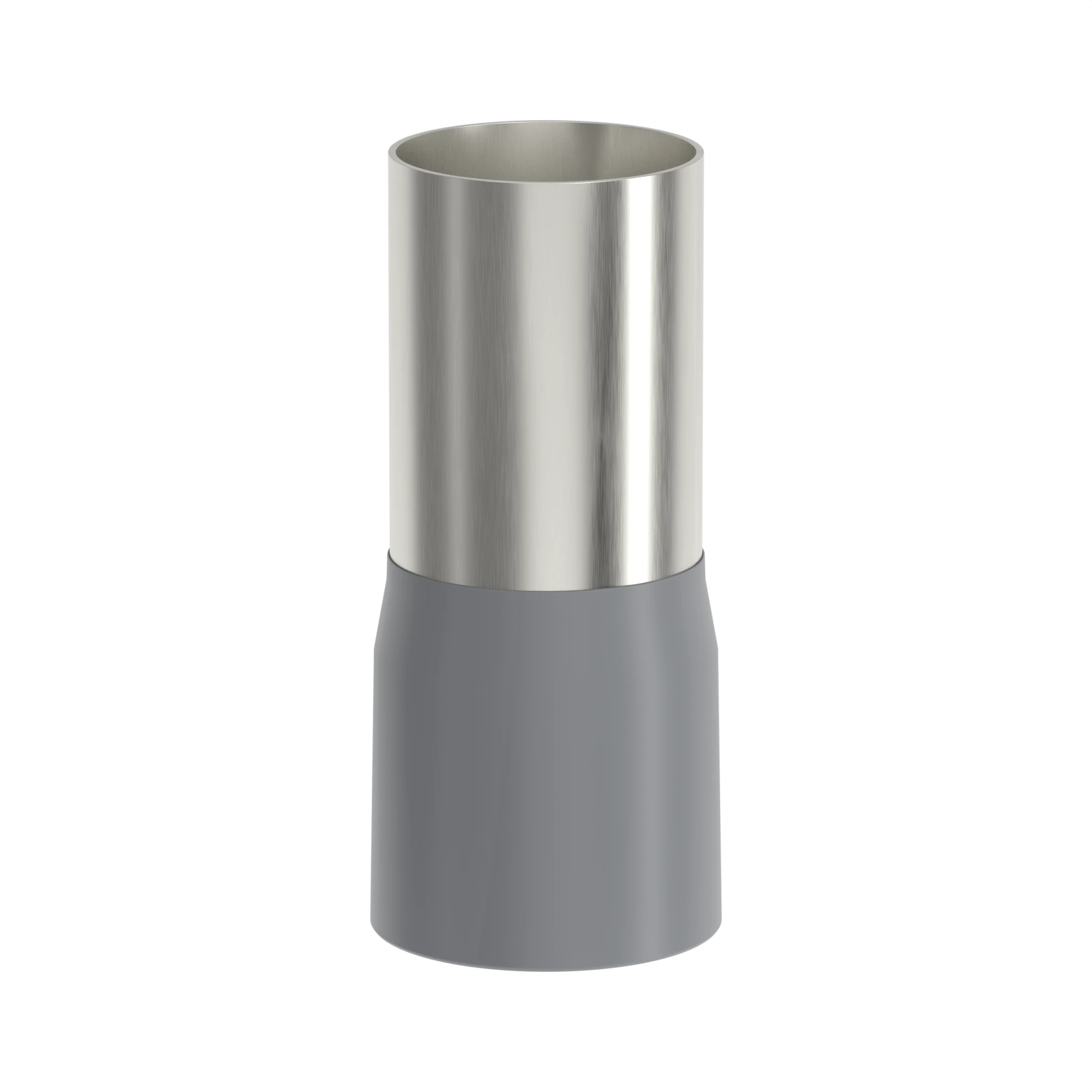 HE150-27 grey insulated bootlace ferrule, 150 mm² / 250/300 MCM, 27 mm pin, front view