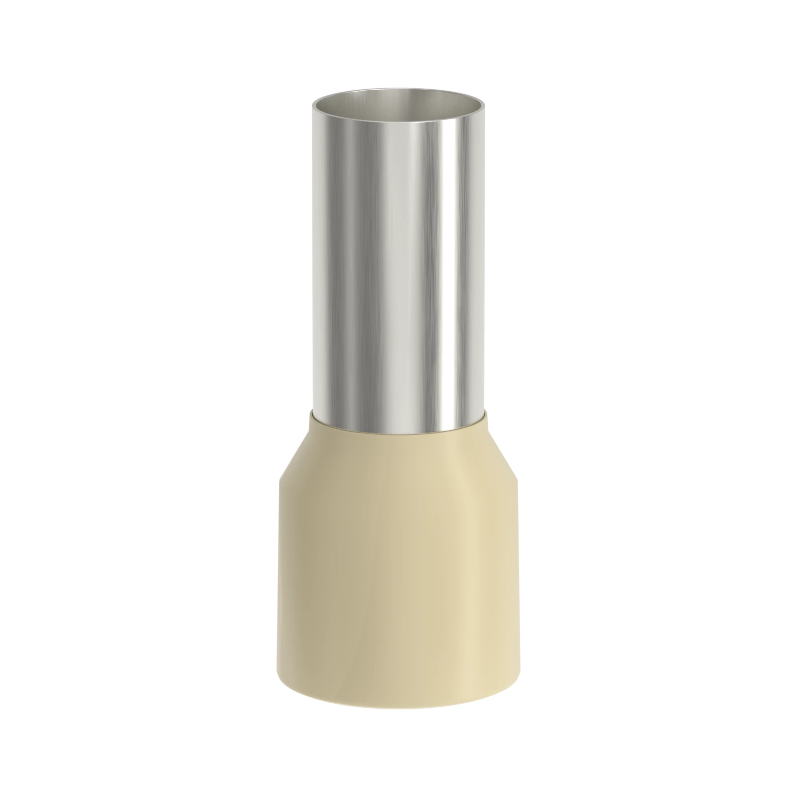 HE35-16 beige insulated bootlace ferrule, 35 mm² / 2 AWG, 16 mm pin, front view