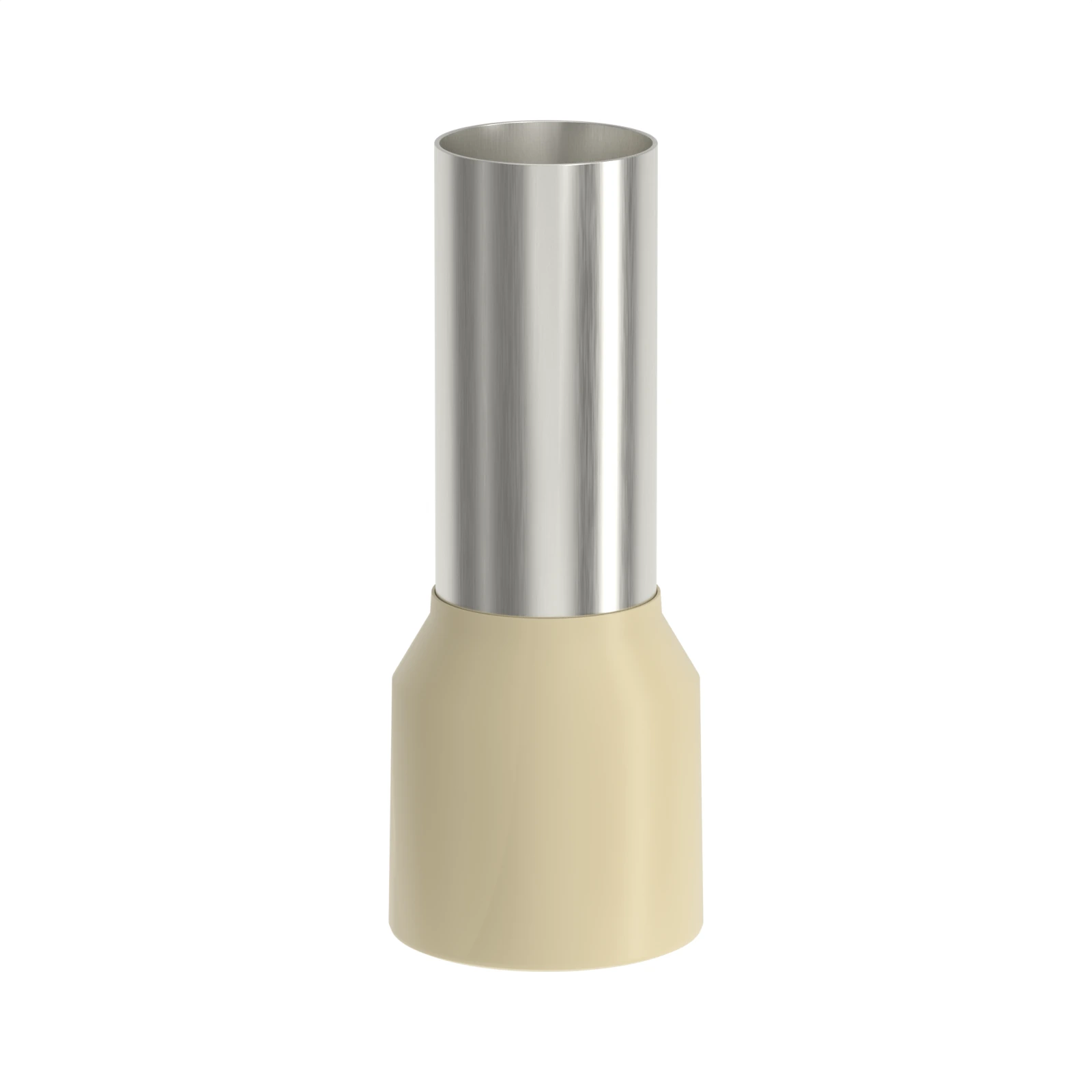 HE35-18 beige insulated bootlace ferrule, 35 mm² / 2 AWG, 18 mm pin, front view