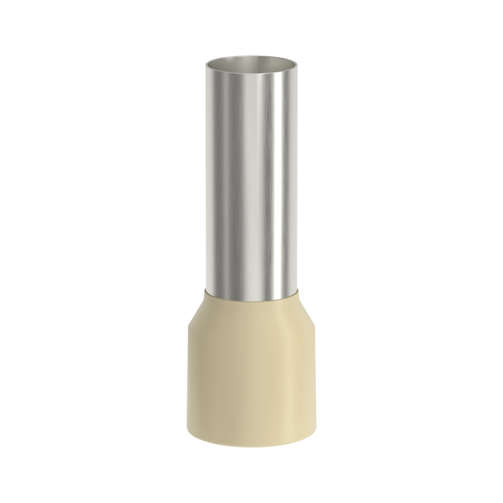 HE35-22 beige insulated bootlace ferrule, 35 mm² / 2 AWG, 22 mm pin, front view