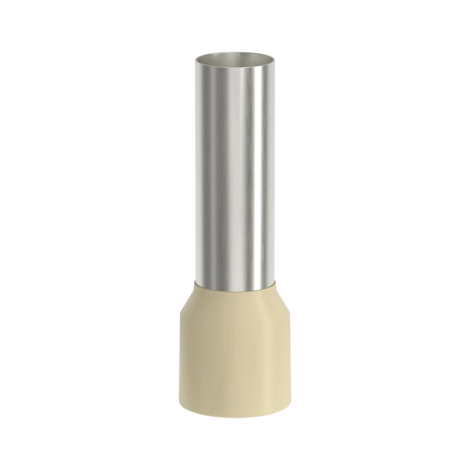 HE35-25 beige insulated bootlace ferrule, 35 mm² / 2 AWG, 25 mm pin, front view