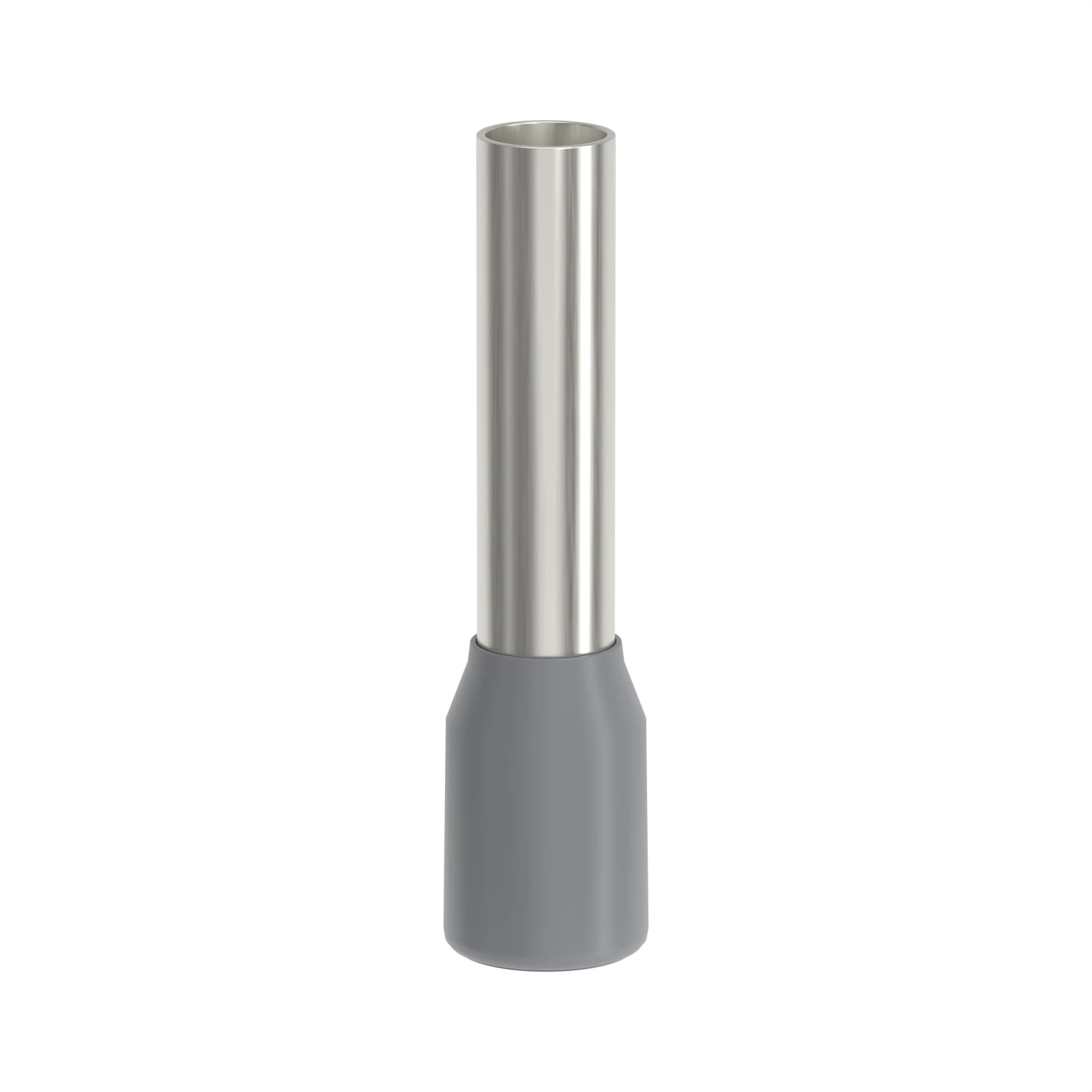 HE4012 grey insulated bootlace ferrule, 4 mm² / 12 AWG, 12 mm pin, front view