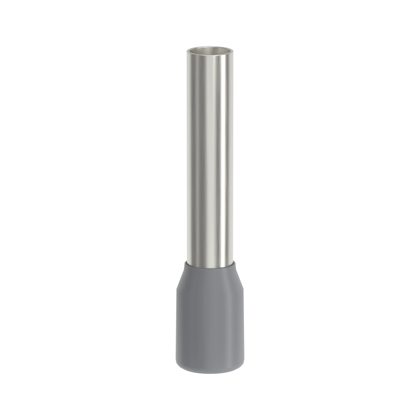 HE4015 grey insulated bootlace ferrule, 4 mm² / 12 AWG, 15 mm pin, front view
