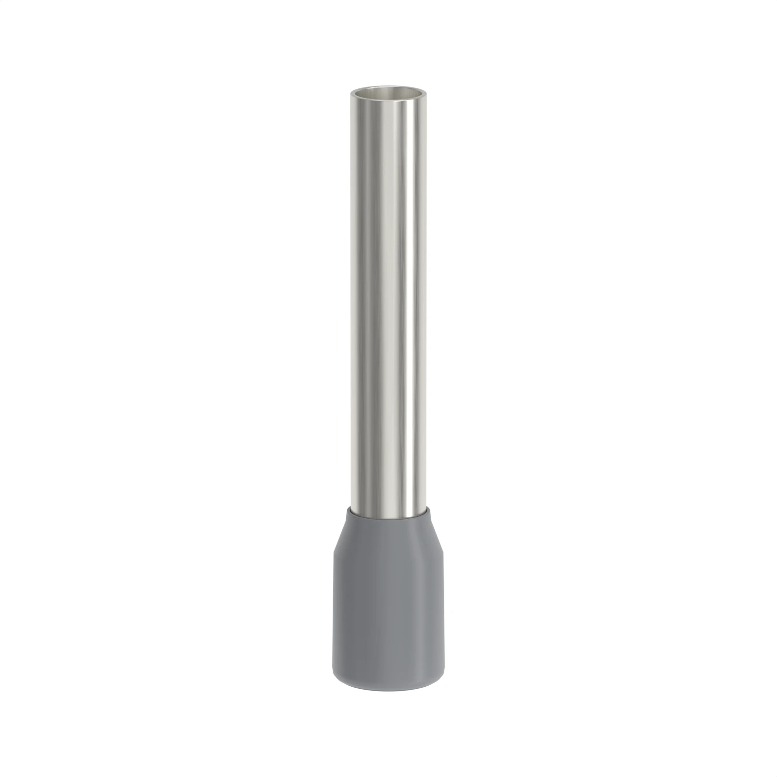 HE4018 grey insulated bootlace ferrule, 4 mm² / 12 AWG, 18 mm pin, front view