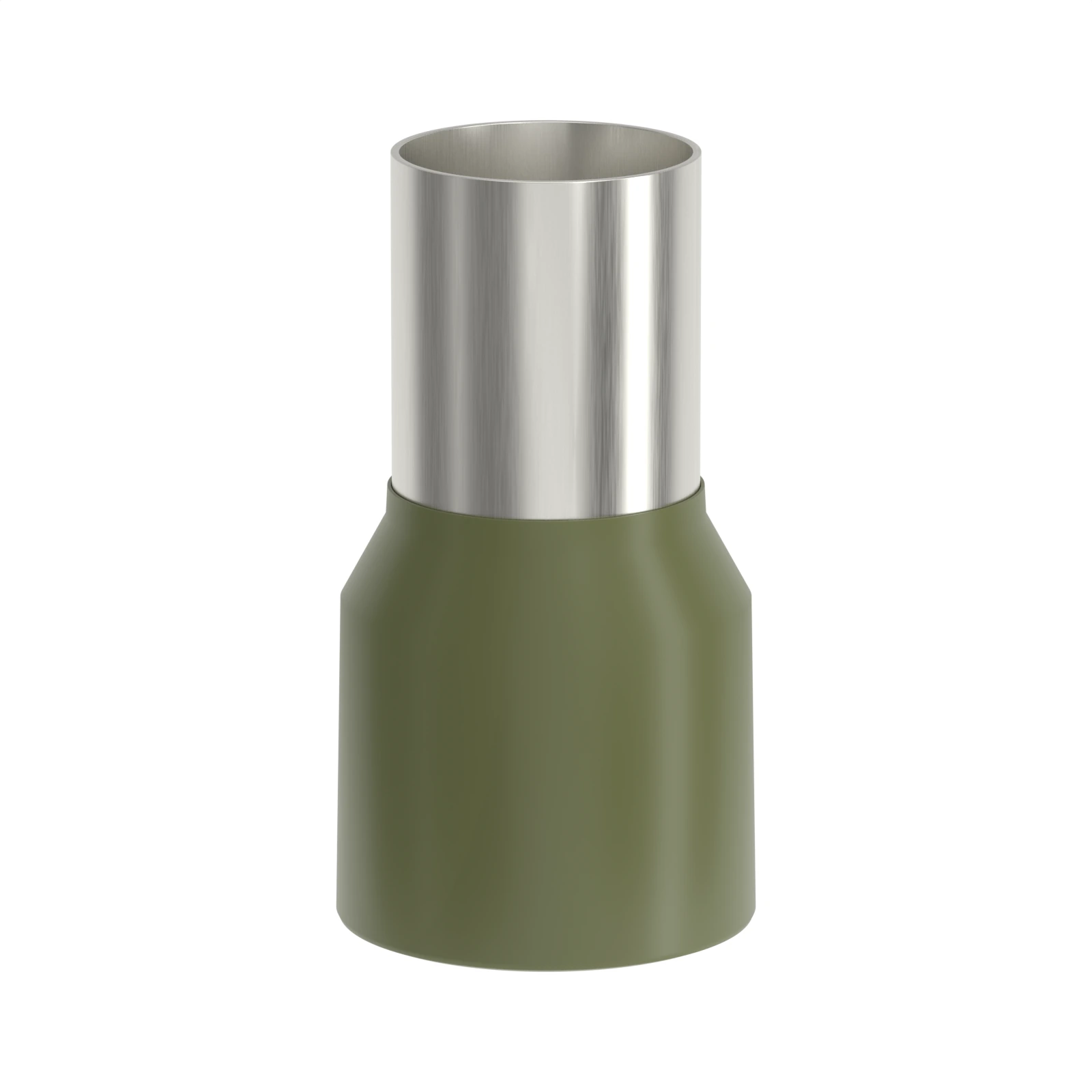 HE50-12 olive insulated bootlace ferrule, 50 mm² / 1/0 AWG, 12 mm pin, front view