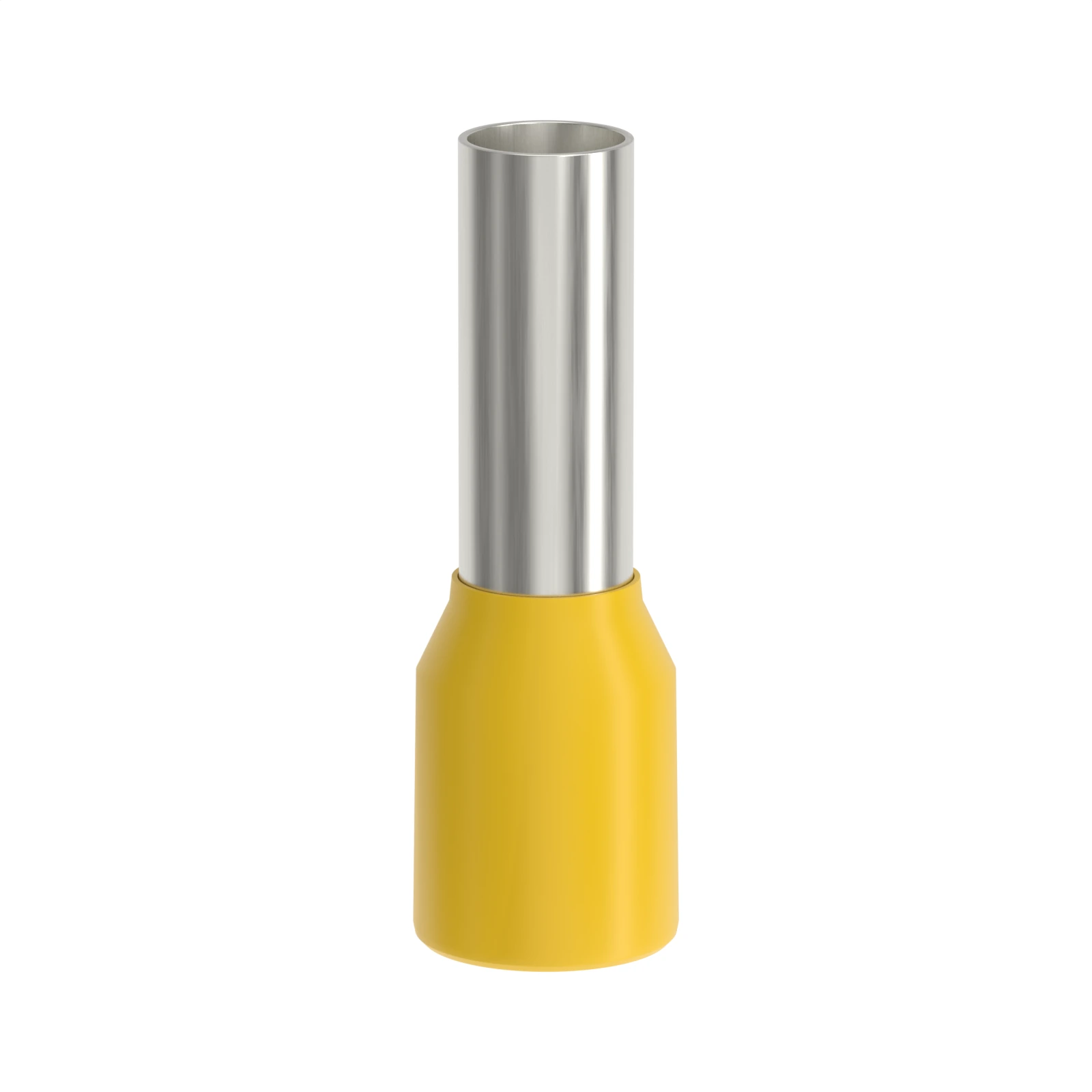 HE6010 yellow insulated bootlace ferrule, 6 mm² / 10 AWG, 10 mm pin, front view