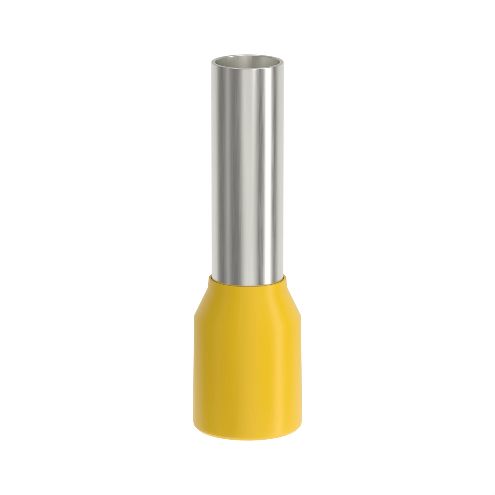 HE6012 yellow insulated bootlace ferrule, 6 mm² / 10 AWG, 12 mm pin, front view