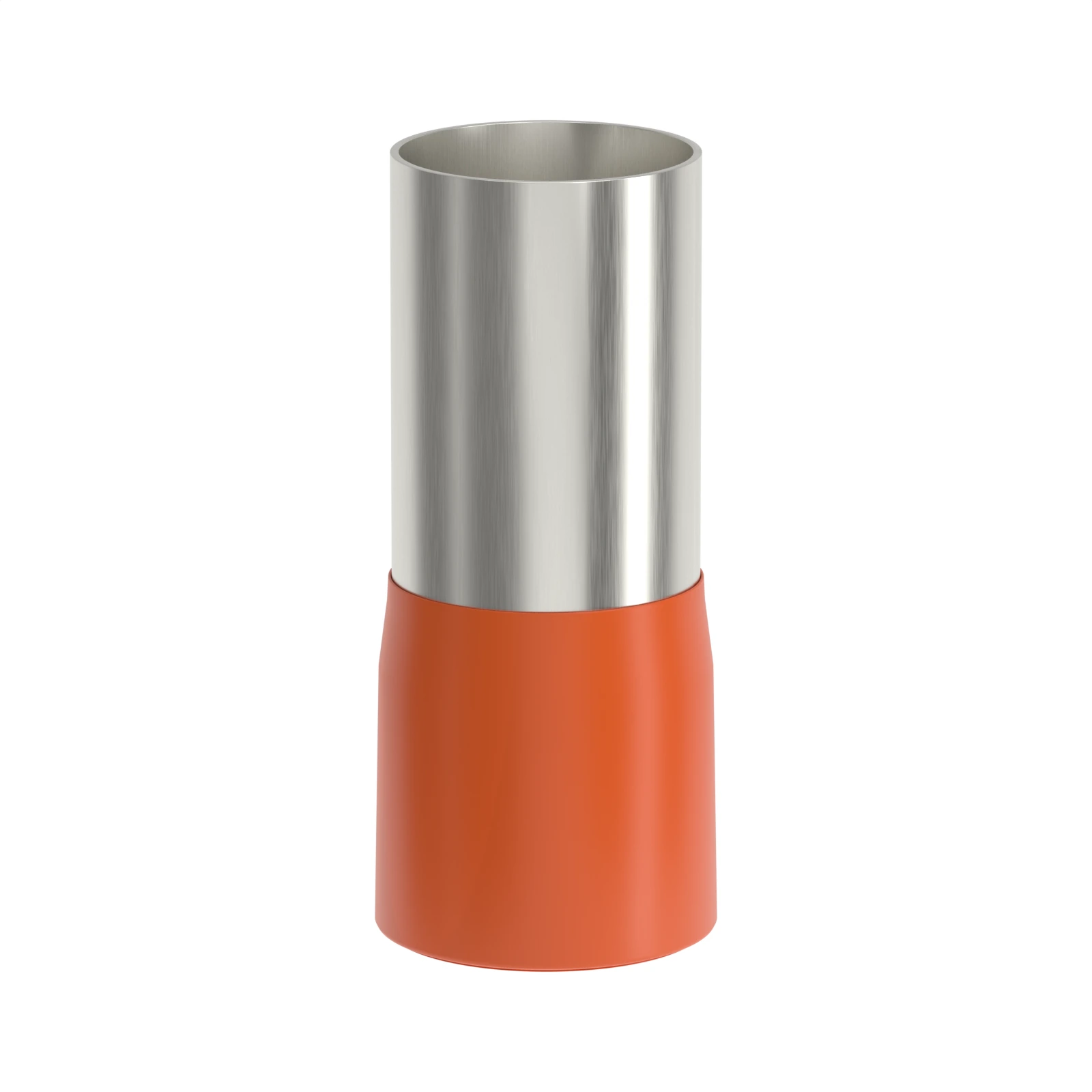 HE70-20 orange insulated bootlace ferrule, 70 mm² / 2/0 AWG, 20 mm pin, front view