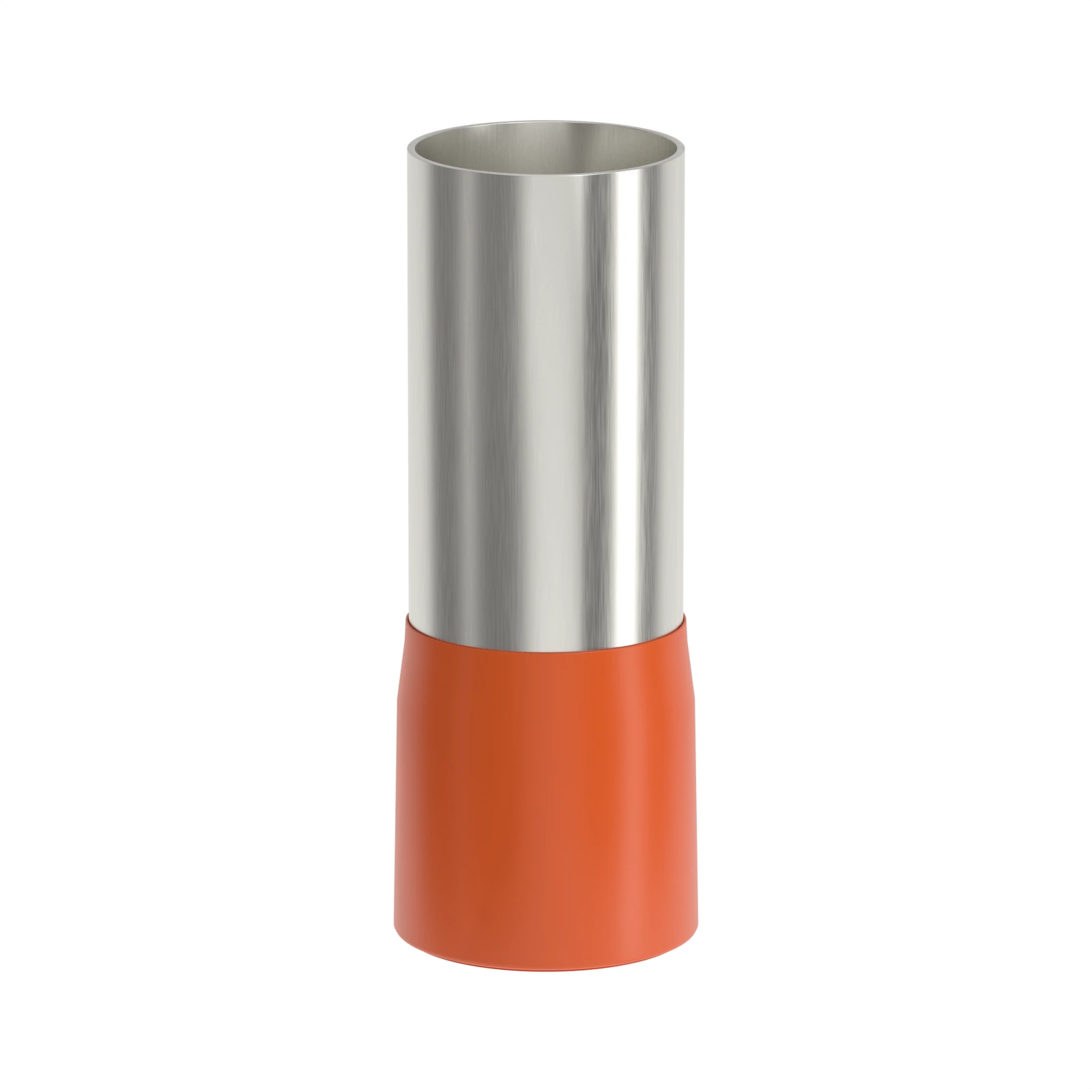 HE70-25 orange insulated bootlace ferrule, 70 mm² / 2/0 AWG, 25 mm pin, front view